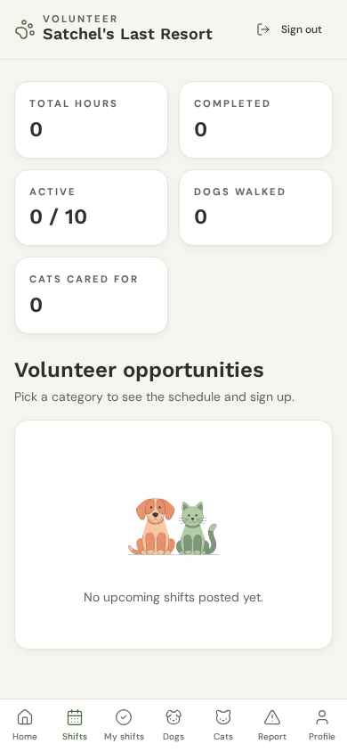 Sign up for shifts